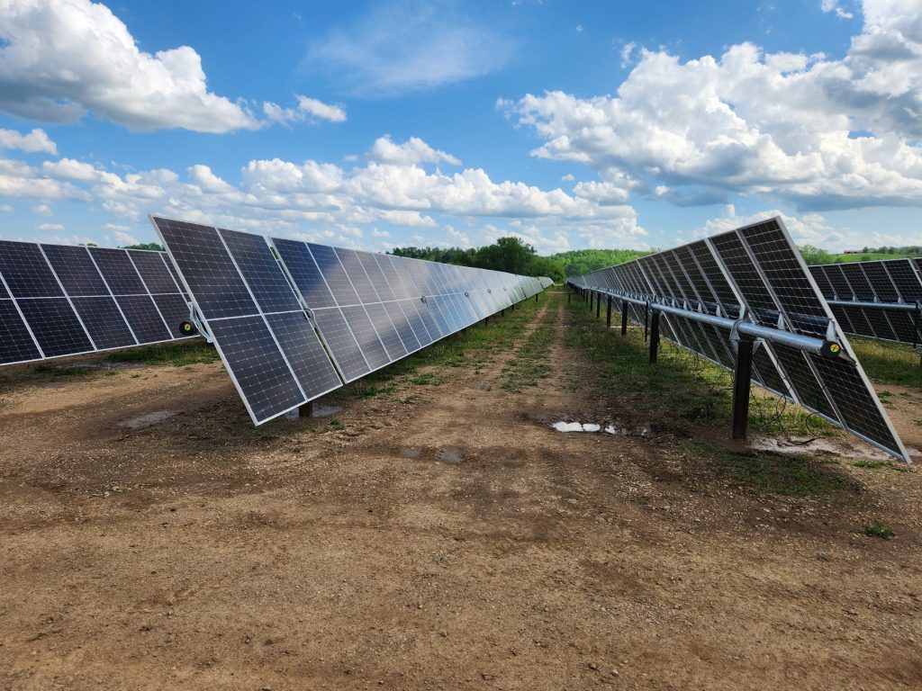Photo of row of solar panels at Great Bend Solar Project